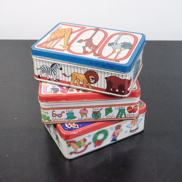 3pc Vintage 1980's JSNY Hong Kong Kids Magnet Sets w/ Tins - ABC, Christmas, Zoo - Picture 1 of 7